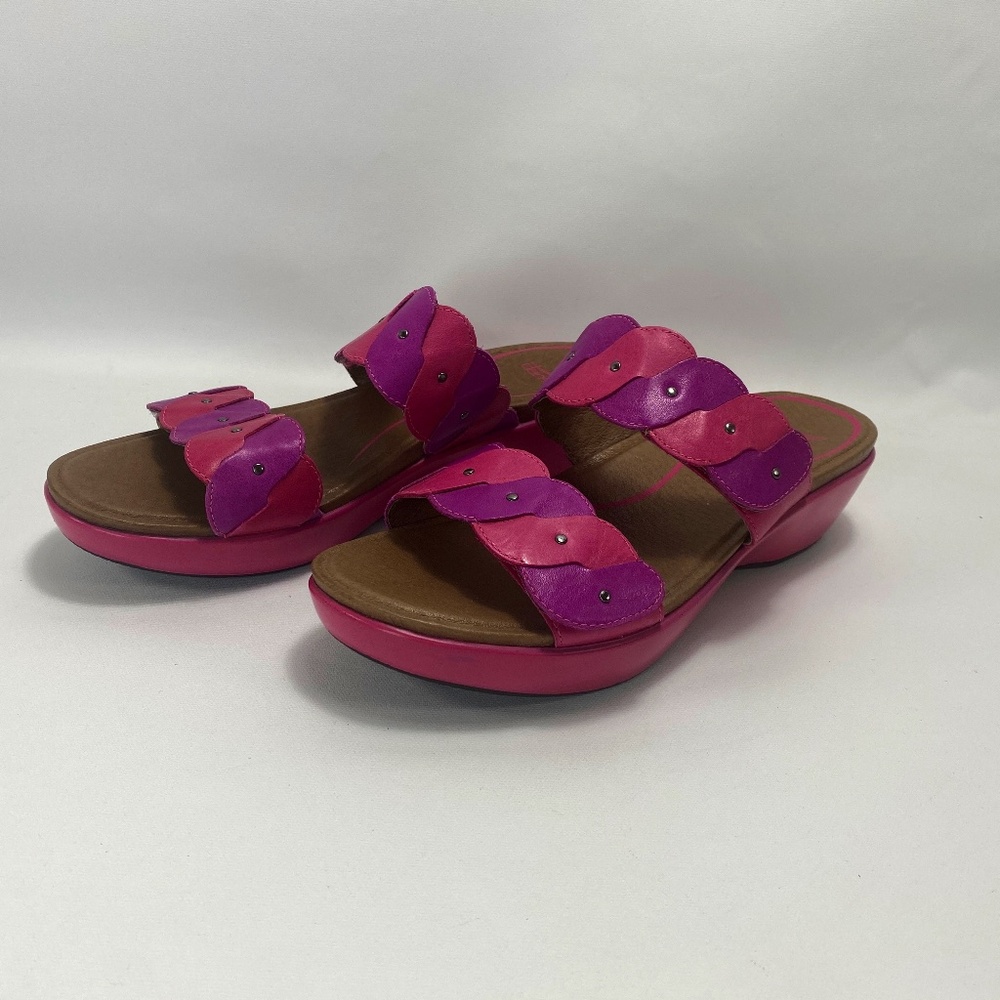 Dansko Sandal Women 10.5-11 EU 41 Shoes Pink Wedge Slides Slip-On Casual Comfort